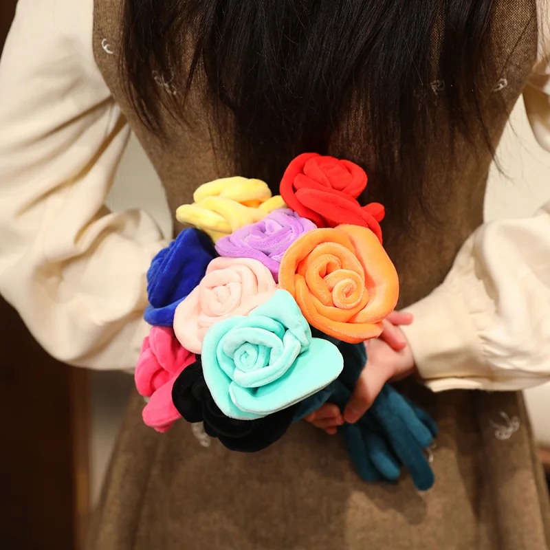 28cm Kawaii Plush Cartoon Simulation Rose Flower Plush Toys For Children For Home Curtain Decoration  PP Cotton Plant Plush Toy