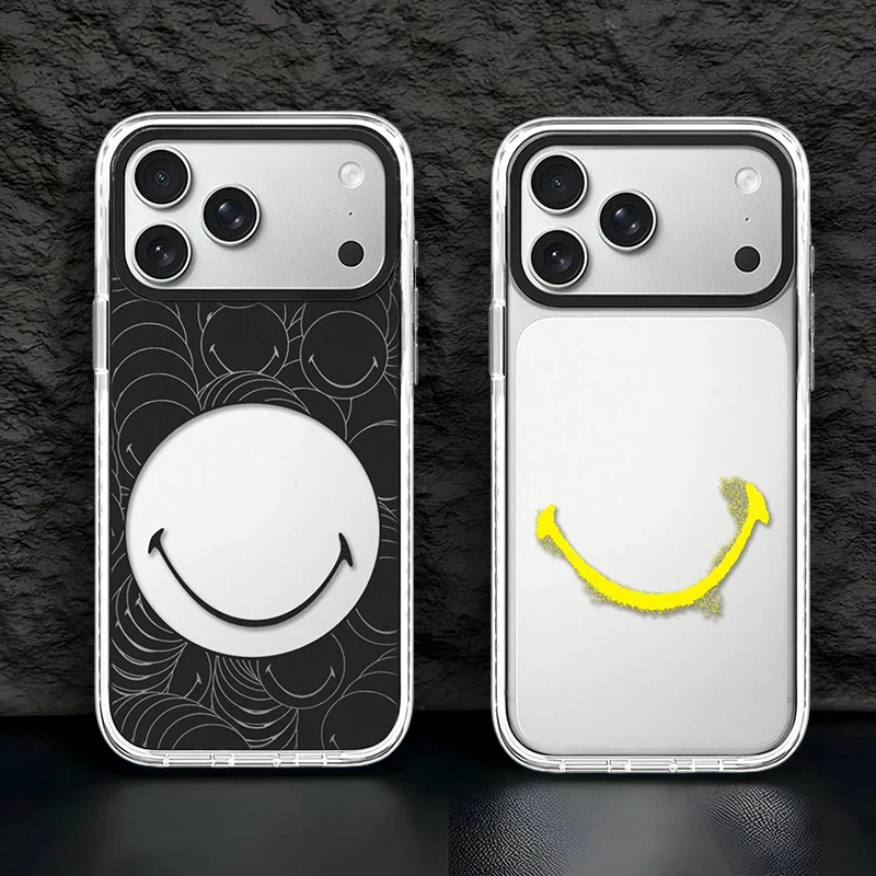 

Yellow Face Cartoon Stickers White Border Magnetic Impact Cover for IPhone 13 14 15 16 17 Pro Max Case for IPhone 17 Air