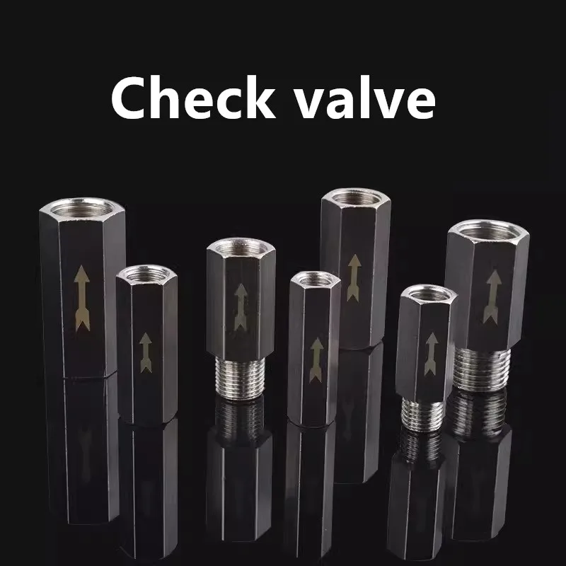 Gas One Way Valve Air Brass Valve Pneumatic Check Valve Hexagonal Copper  Nickel Plated Male Female thread 1/8