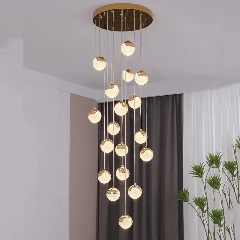 MZISOSOD for minimalist staircase pendant light modern loft villa duplex cantilever spiral long hanging LED ceiling lamp