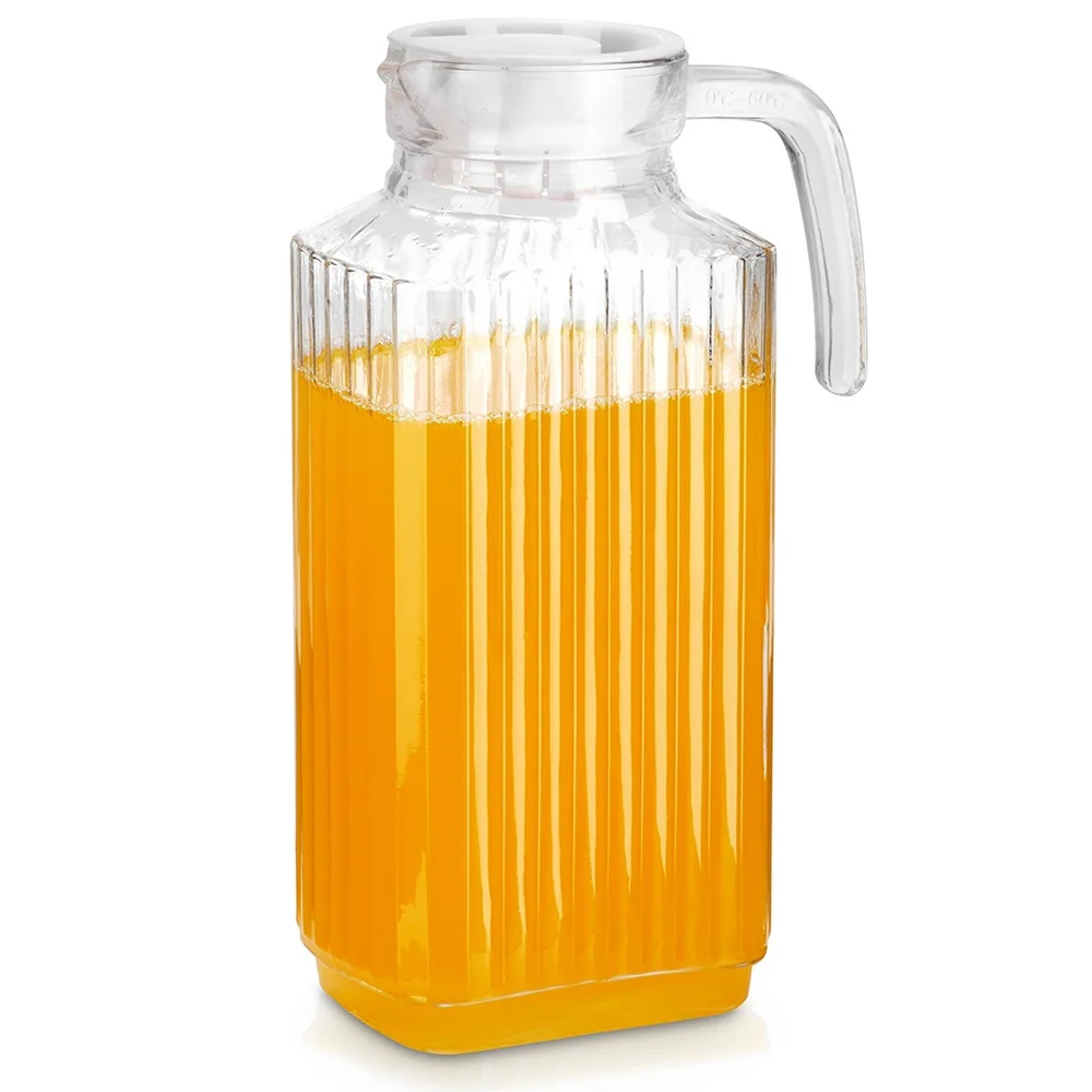 Glazen kan met smal deksel, geschikt voor de koelkast, inhoud 1,8 liter.