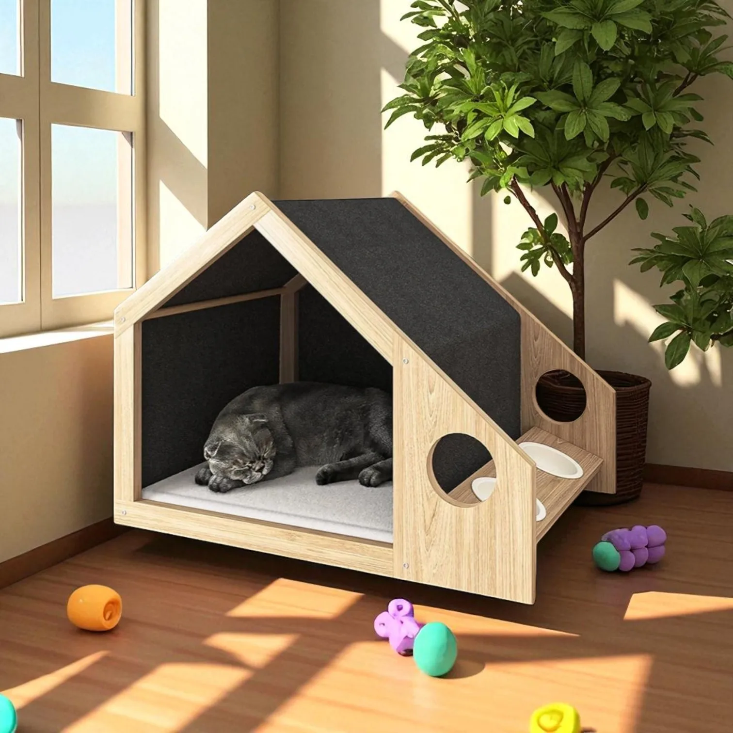 

AC08 Raised Pet House With Fixed Platform Stable Wooden Cage For Stylish Homes OEM Vietnam Supply