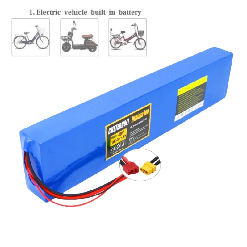 48V 10Ah 8Ah 13S3P 18650 Battery Pack with T-XT60 Plug, High Power Lithium Battery for 500W 750W 1000W Electric Scooter & E-Bike