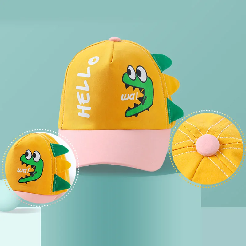 لطيف التنين الاطفال بطة اللسان قبعة الكرتون الأطفال بلغت ذروتها قبعة في الهواء الطلق الطفل الشمس حماية قبعات البيسبول رقيقة القطن الطفل أقنعة #4
