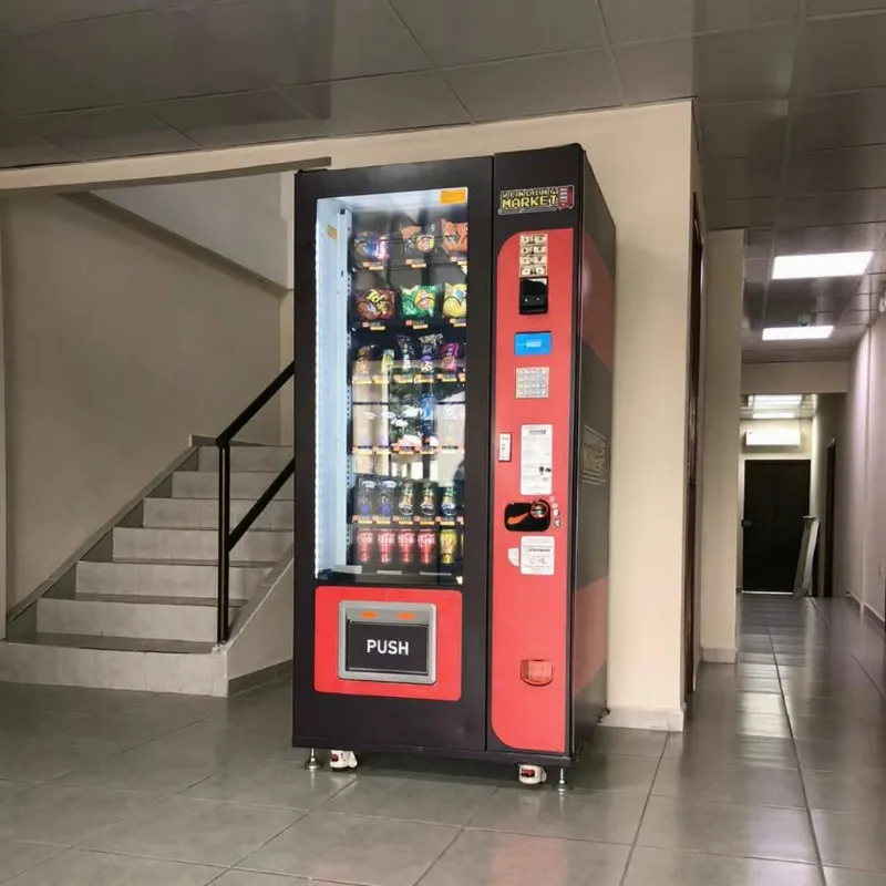 Belt Conveyor Elevator Vending Machine Customized Automatic Snack Drink Vending Machine with LED Attractive Retail Display