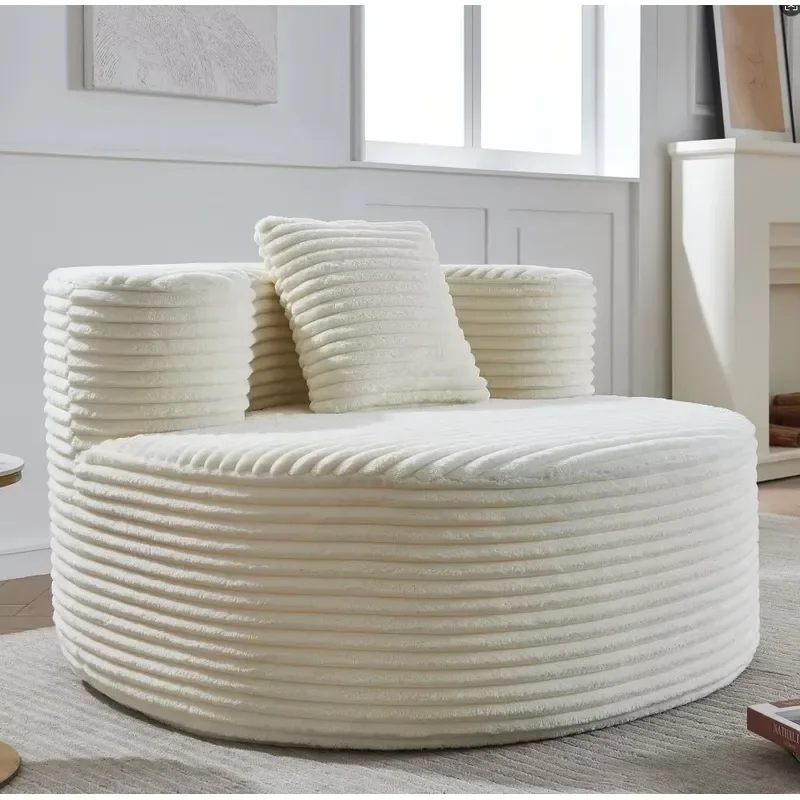 New Design White Corduroy Fabric Upholstery Molded Foam Oversize Compressed Living Room Hotel Foldable Eco-Friendly Cloud