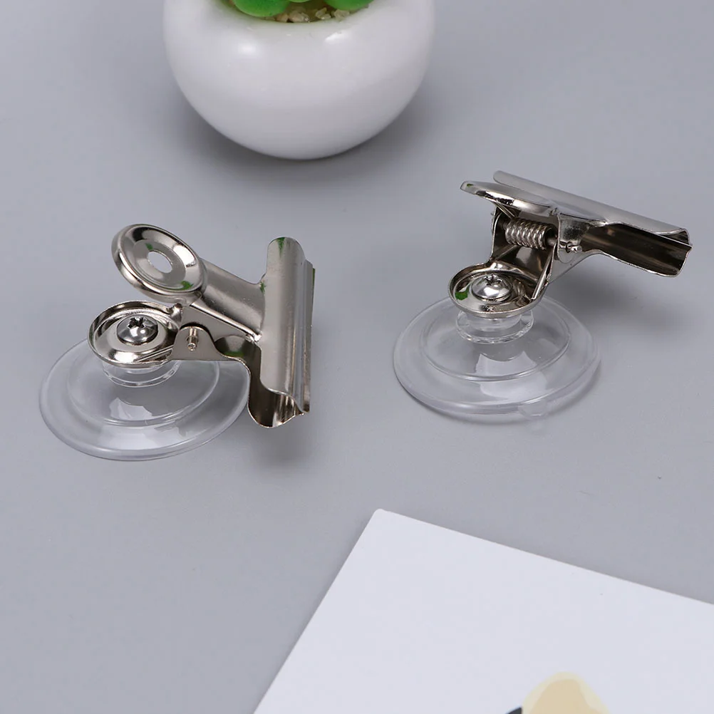 

6 Pcs Clip Suction Cup with Stainless Round Clips for Hanging Home Accessories Clamp Window Sign Holder Coat Cups
