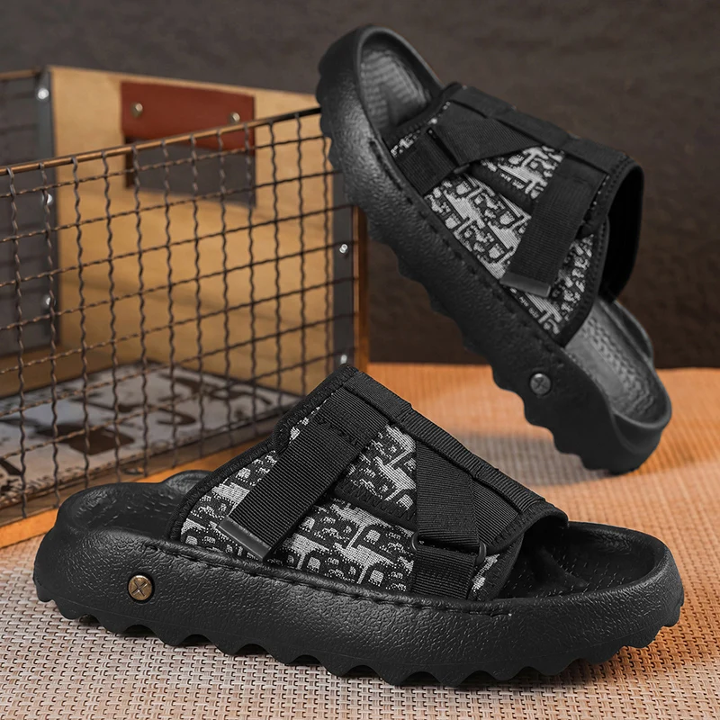 

Men's one-strap slides casual slippers summer breathable light outdoor beach shoes Quick drying pool soft sole comfort slippers