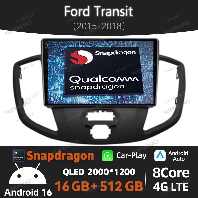 Android 16 Car Radio For Ford Transit 2015 - 2018 Multimedia Stereo Video Player NAVI GPS Carplay Android Auto 4G WIFI Head Unit