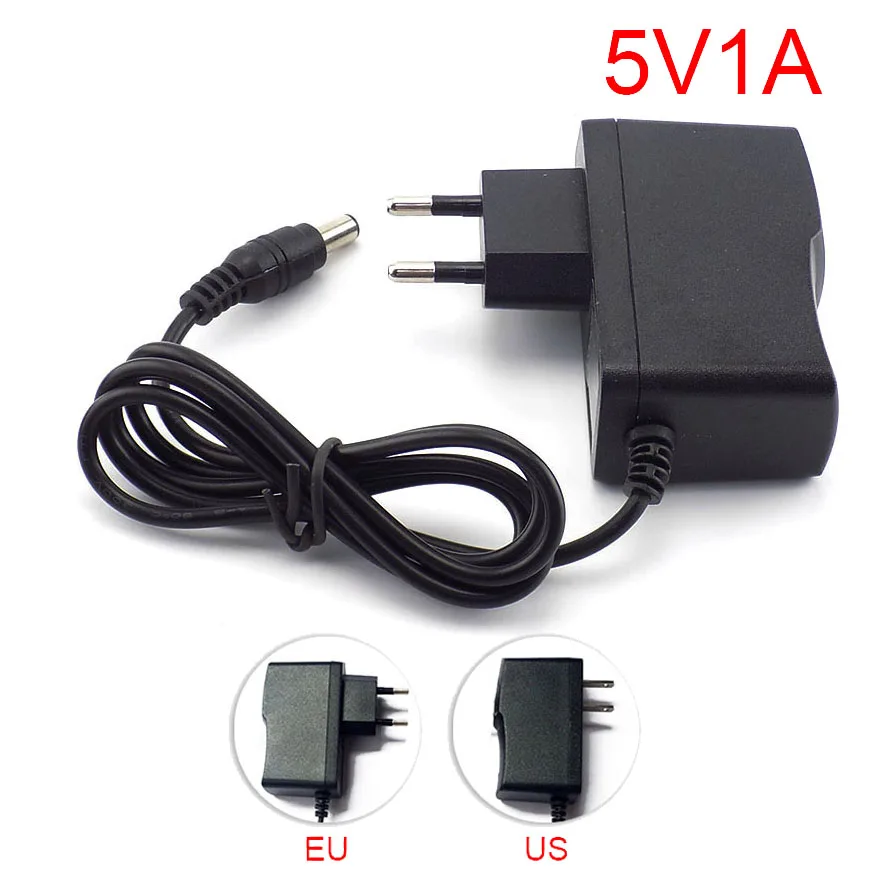 AC to DC 5V 1A 1000mA Power Adapter supply US EU Plug Converter wall charger 5.5mm x 2.1mm for LED Strip light CCTV Camera D1