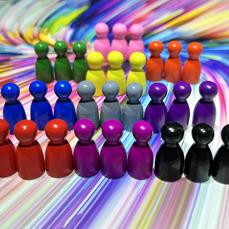 100PCS Wooden Meeples , Chess Tokens 10 Colors, Board Game Components