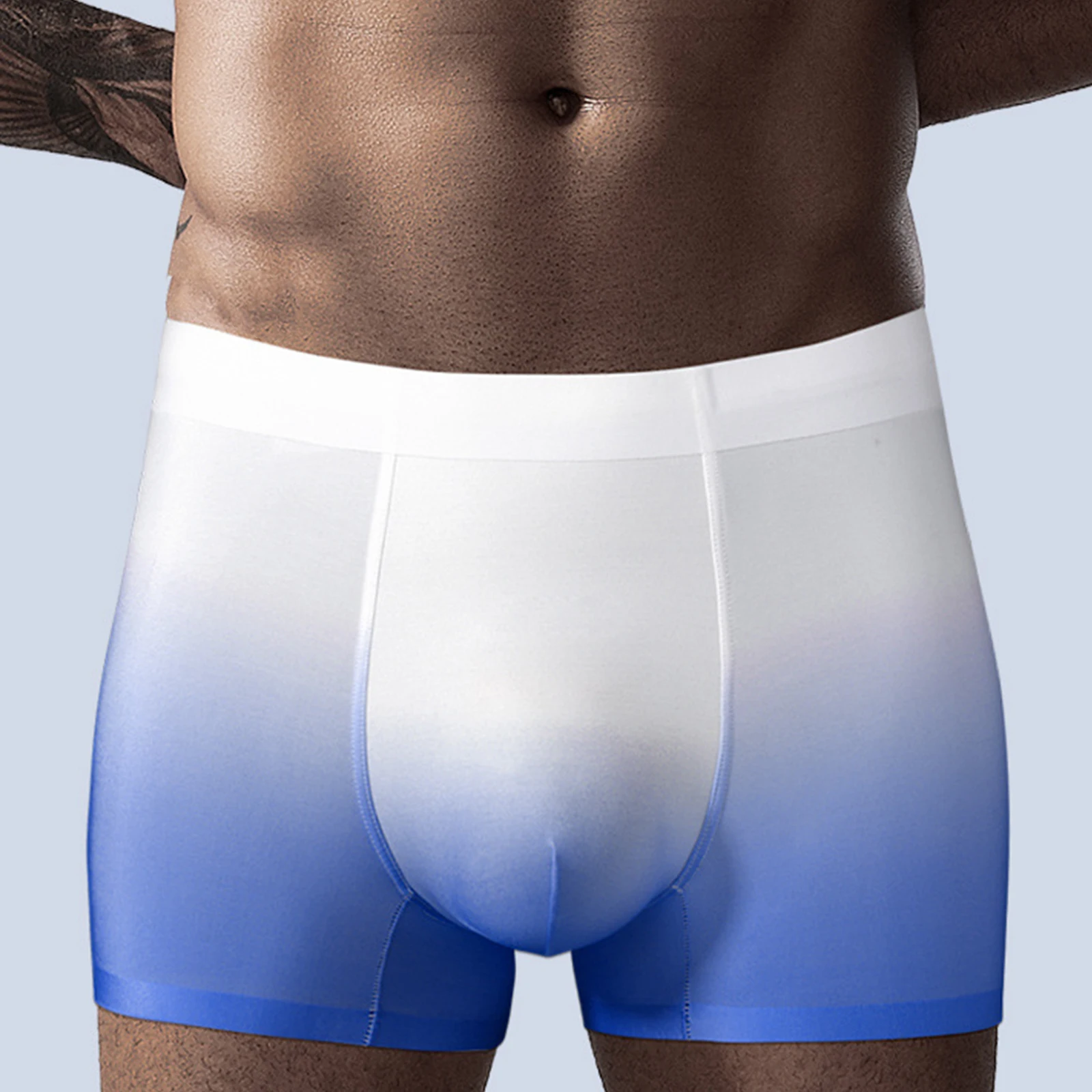 Breathable Gradient Summer Square-Cut Shorts Ice Silk Underwear Men's Close-Fitting Boxer Shorts