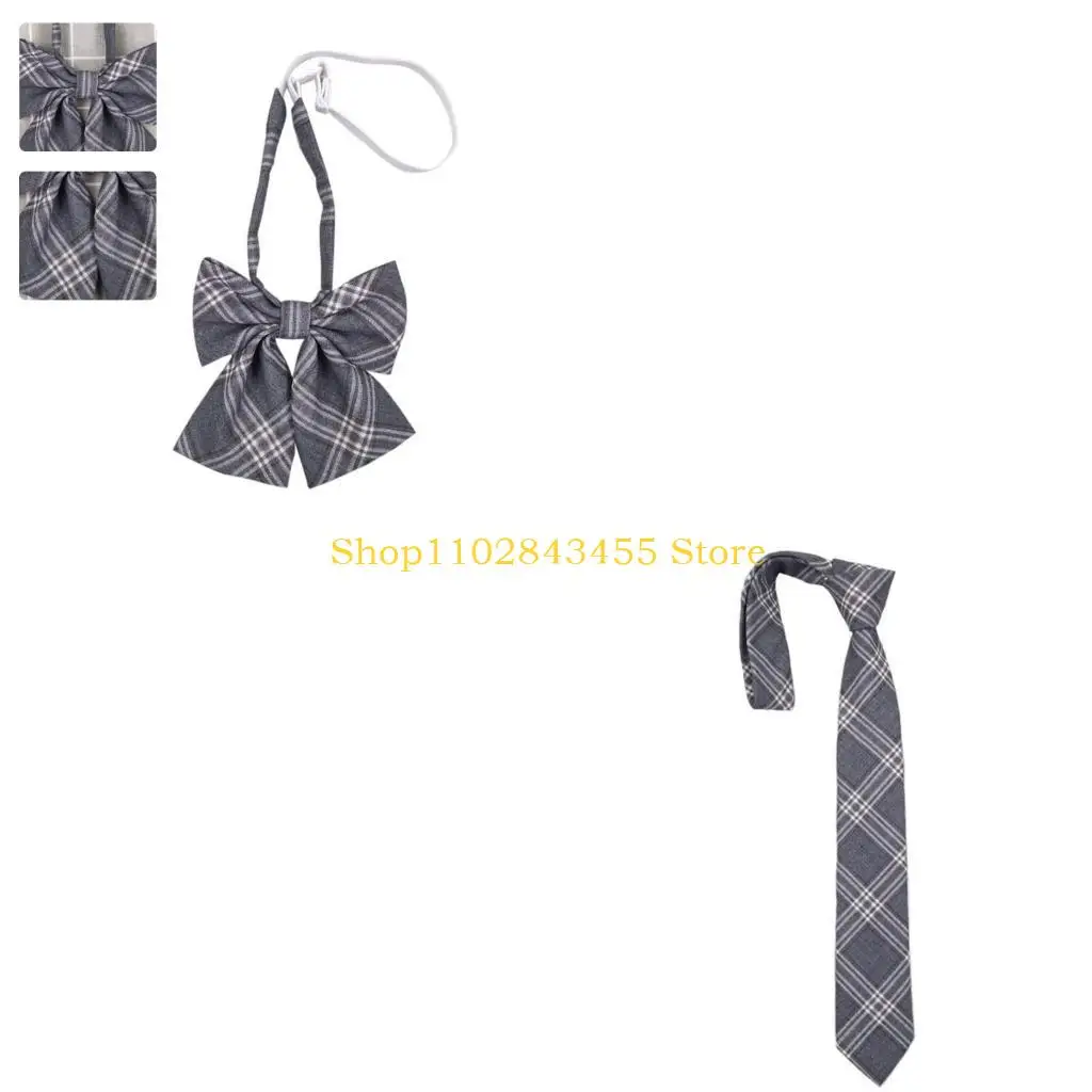 49MC Fashionable Bows Ties for Students, Female Male Checked Bowties JK Style Uniform Butterfly Knot Neckties Collar Tie