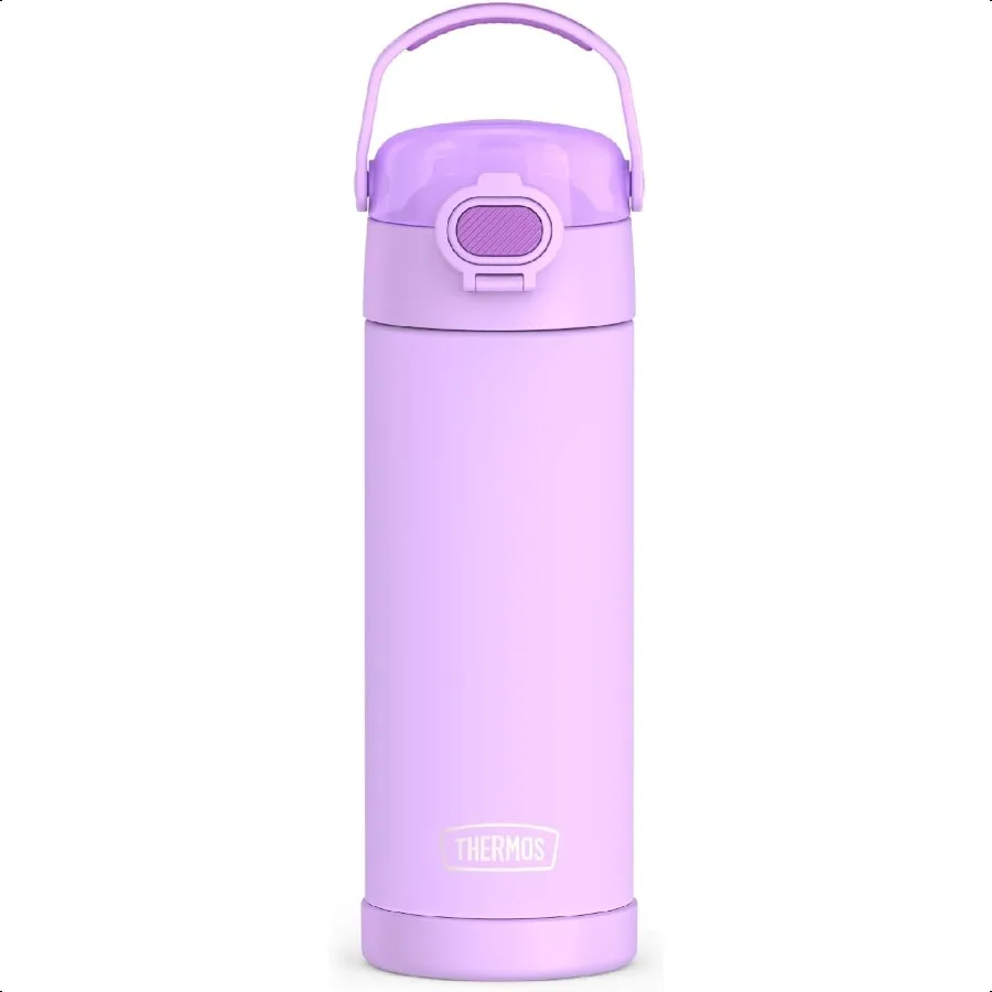 

FUNTAINER 16 Ounce Stainl Steel Vacuum Insulated Bottle with Wide Spout Lid Neon Purple