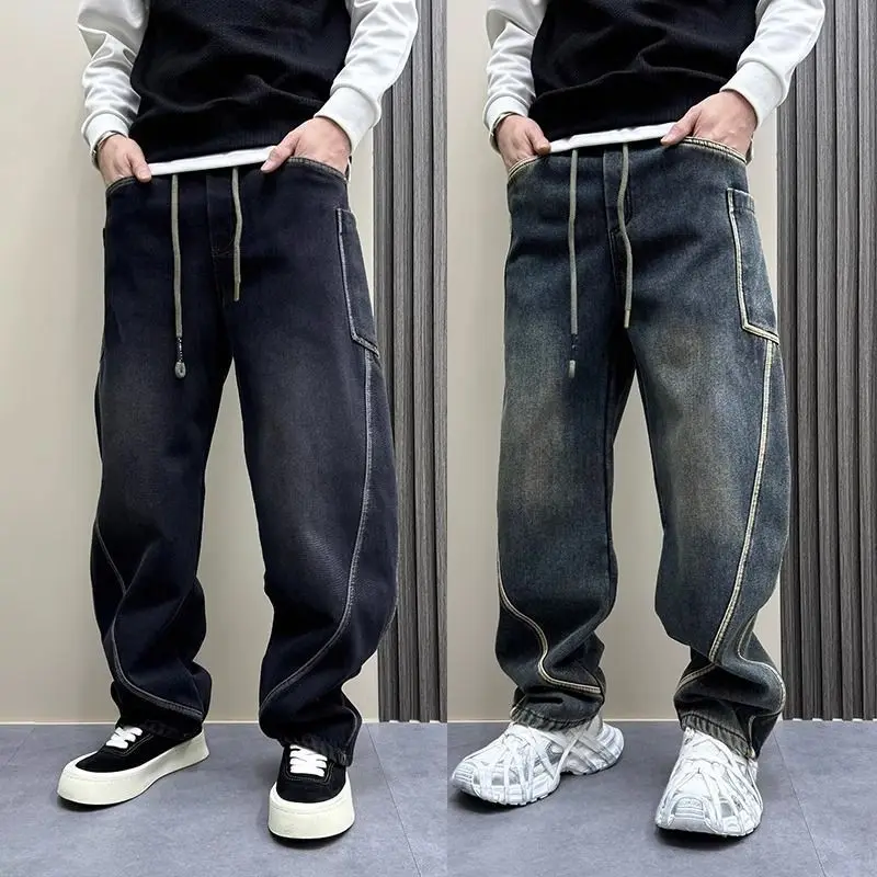 

Весенне-летние джинсы Scimitar, новые свободные повседневные широкие брюки, прямые стираемые красивые комбинезоны Харлан, мешковатые брюки в стиле хип-хоп