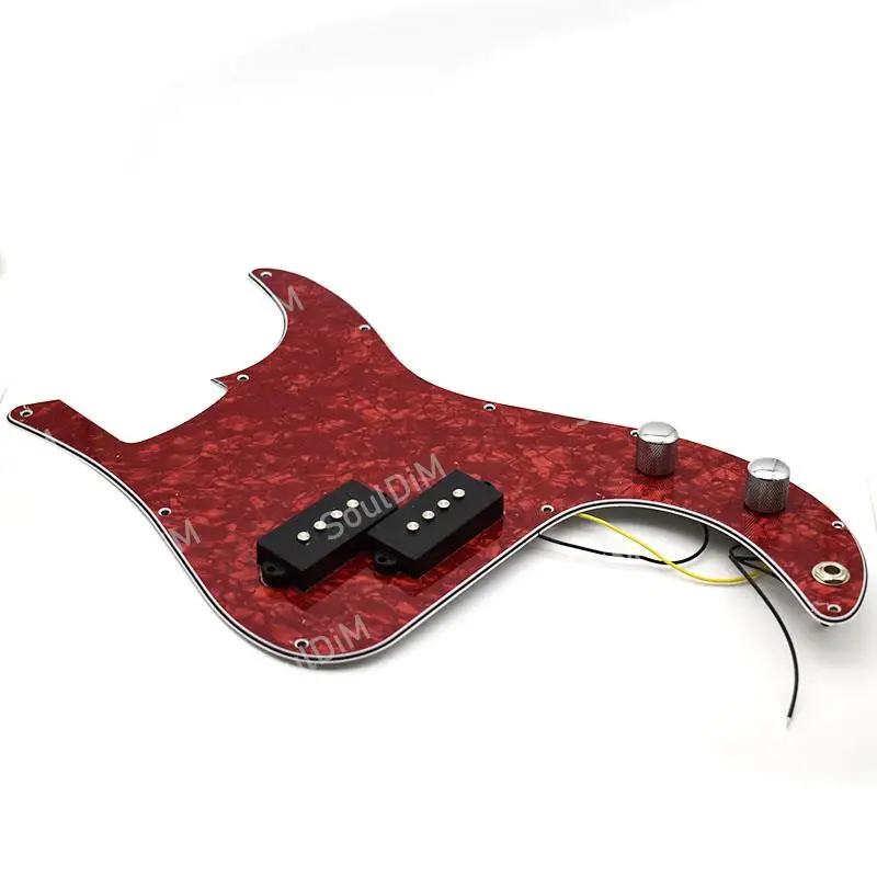 Pickguard per basso PB P caricamento precablato adatto per basso di precisione, adatto per basso P a 4 corde nero rosso perle