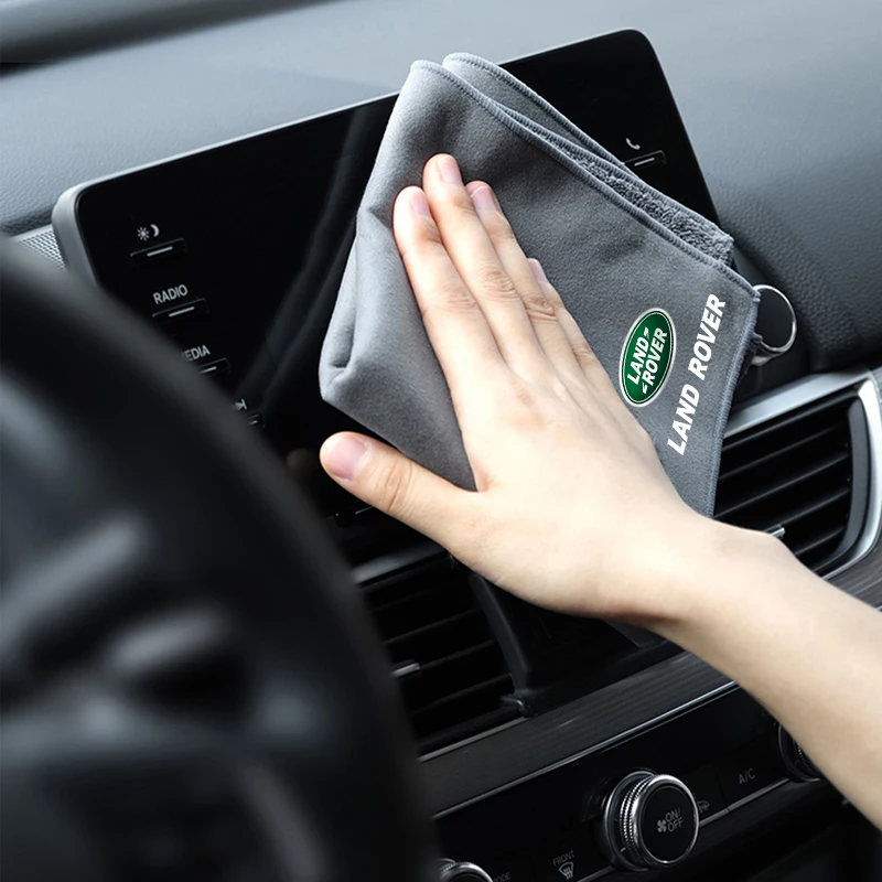 Toalla de microfibra de doble cara de terciopelo coral para lavado de coches, paño de limpieza súper absorbente para Land Rover Defender 4 Range Rover