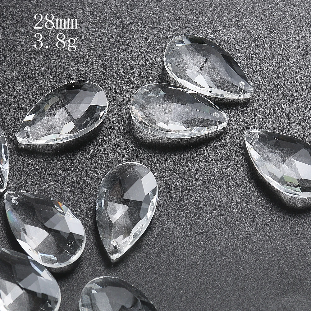 6PCS 28mm Chandelier Crystals Teardrop Prisms Clear Faceted Pendant Rainbow Refractive Effect Crystal Beads for Jewelry Making