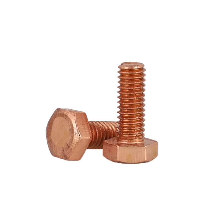 T2 Copper Red Copper Outer Hexagonal Screws Electrolytic Copper Bolts Outer Hexagonal Screws M3 M4 M5 M6 M8 M10 M12