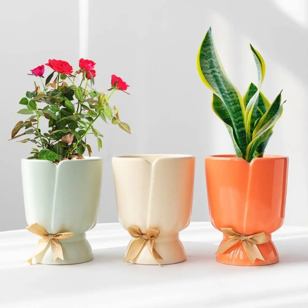 

Bouquet Shape Bouquet Bow Vase Nordic Style Creative Ceramic Flower Pot Desktop Decorative Modern Table Ornament Flower Vase