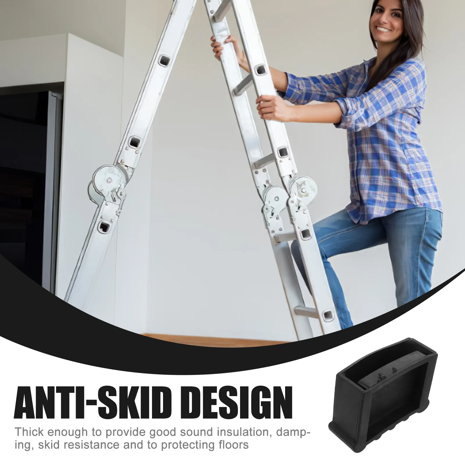 Couvre-pieds d'échelle antidérapants, 4 pièces, coussinets de Protection durables en caoutchouc pour Protection du sol d'échelle domestique, isolation phonique antidérapante