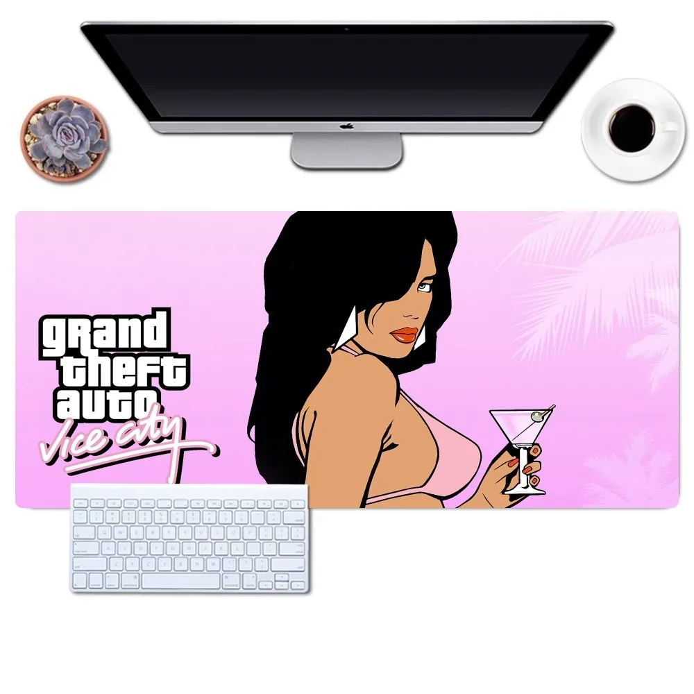 Grand Theft Auto Vice City Game GTA Mousepad Gaming Office Desk Pad grande per Computer tappetino per Mouse con medetta antiscivolo