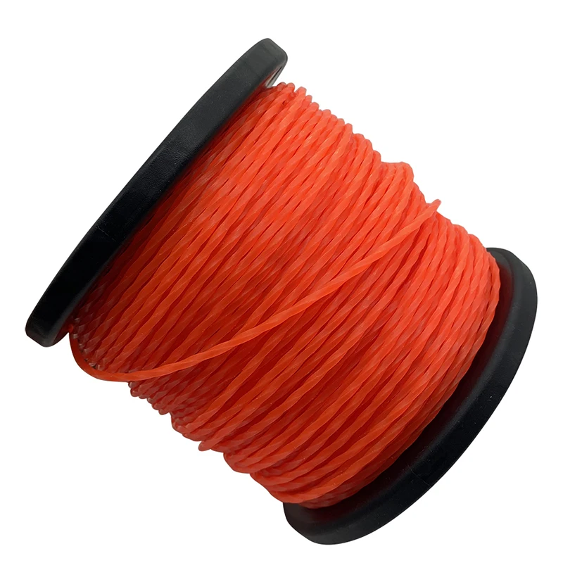 LUSQI 3 مللي متر * 100 متر برتقالي نايلون خط تشذيب مربع التفاف بكرة ل Brushcutter جزازة العشب حديقة Weeder