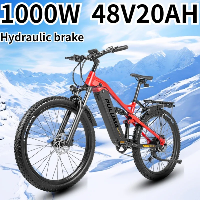 Electric Bike 1000W 48V 20AH Mountain Snow Electric Bicycle 27.5 Inch Tire Mid-mounted Shock Absorption Hydraulic Brake E-bike