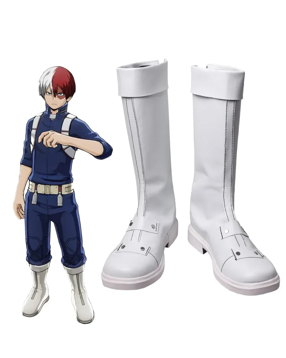My Hero Academia Shoto Todoroki Cosplay Boots White Shoes Custom Made