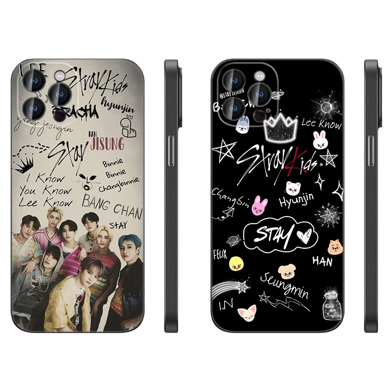 حافظة هاتف Kpop Stray Kids من السيليكون الأسود لهاتف أبل آيفون 12 13 Mini 7 8 14 15 16 Plus Pro Max 16E #1