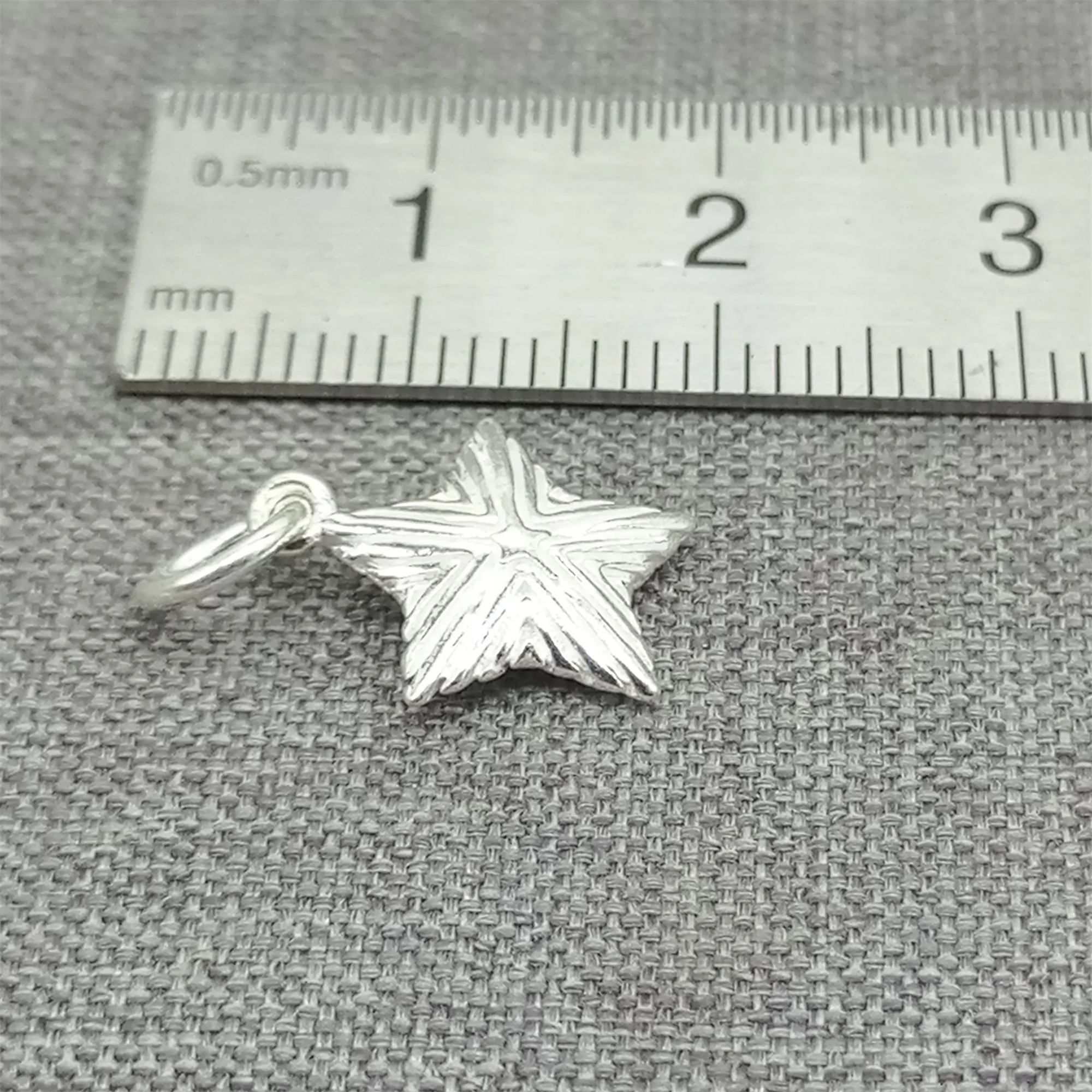 2 Pieces Pentagram Star Charms Double Sided in 925 Sterling Silver for Bracelet Necklace and Earring Making