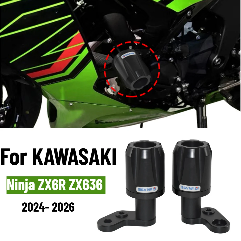 

ZX-6R Left & Right Engine Crash Pads For KAWASAKI Ninja ZX6R ZX636 2024- 2026 Motorcycle Frame Sliders Falling Fairing Protector