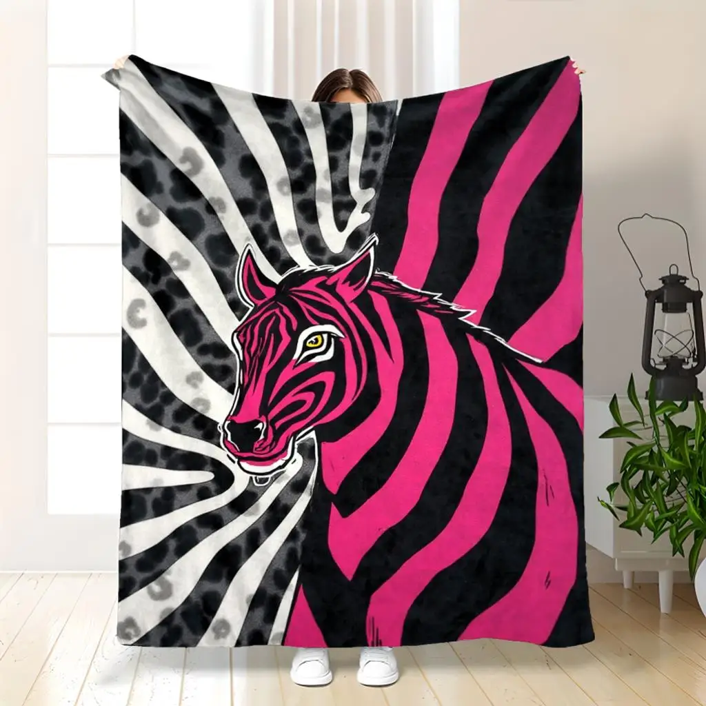 Premium Large Animal Print Throw Blanket 150x200cm Boho Zebra Stripe Design Queen Size Sofa Bed Decorative Fleece Throw Gift