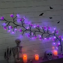 Halloween Pumpkin Lights Bat Led String Light Willow Vine Light Bendable Tree Lamp Garland Halloween Party Home Hanging Decor