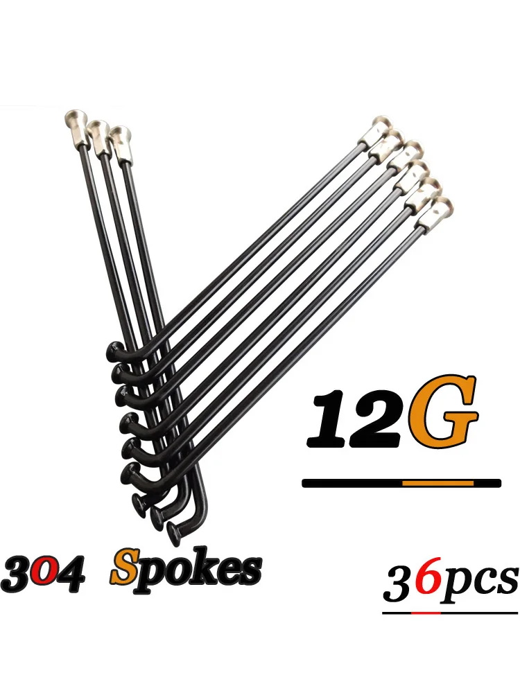 AliExpress 36 Pcs Bicycle Spokes & Nut 12G(2.55mm)108/112/127/136/176/200/202/211/213/225MM Bike 304 Stainless Steel Electric DELT