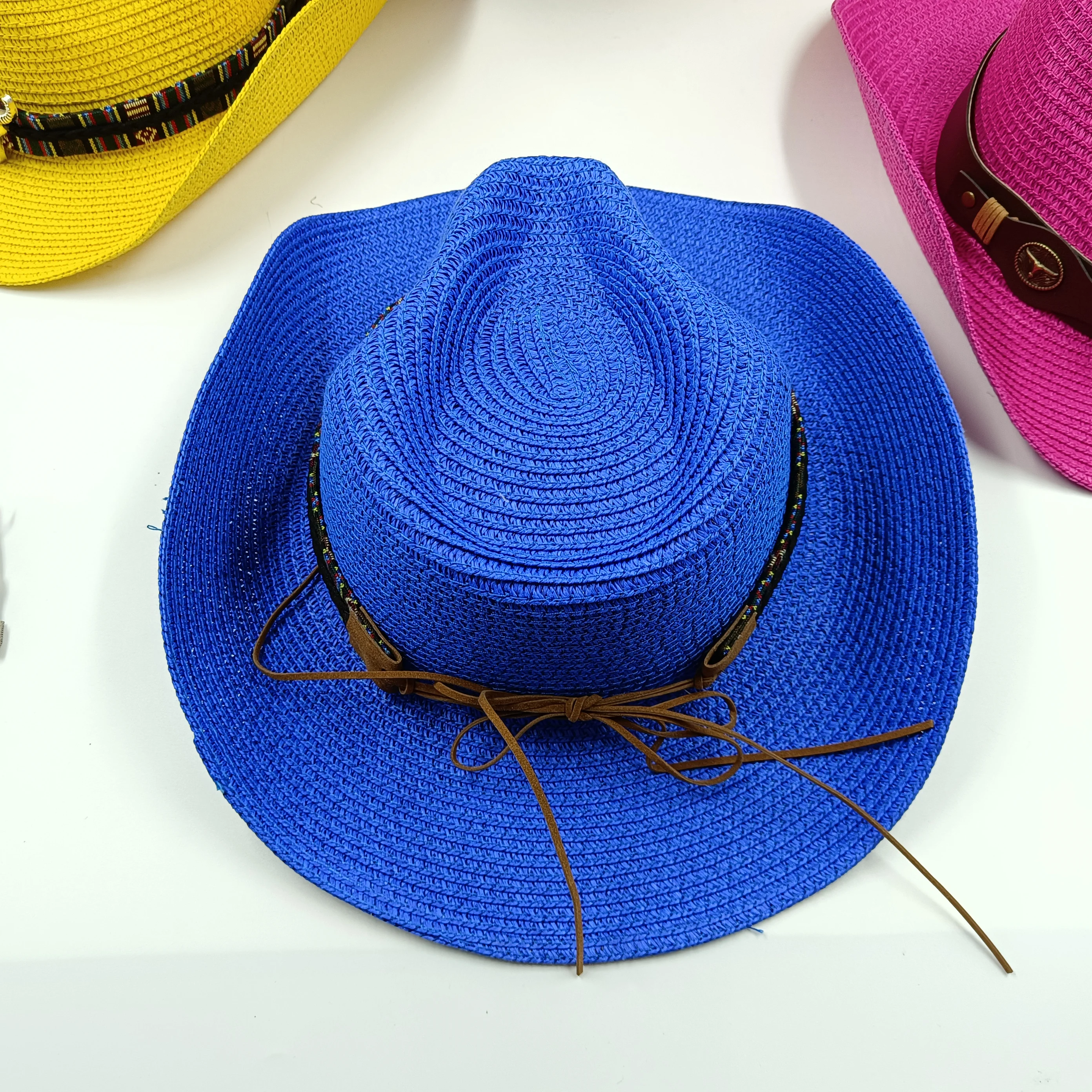 straw  cowboy hat hollow design man and women can wear outdoor beach vacation sun hat INS Hot Style cowboy hat