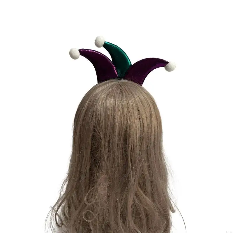 L5YC Kids Hairbands Glitter Clown Horn for Halloween Birthday Photo Props Fun Headwear Role Play