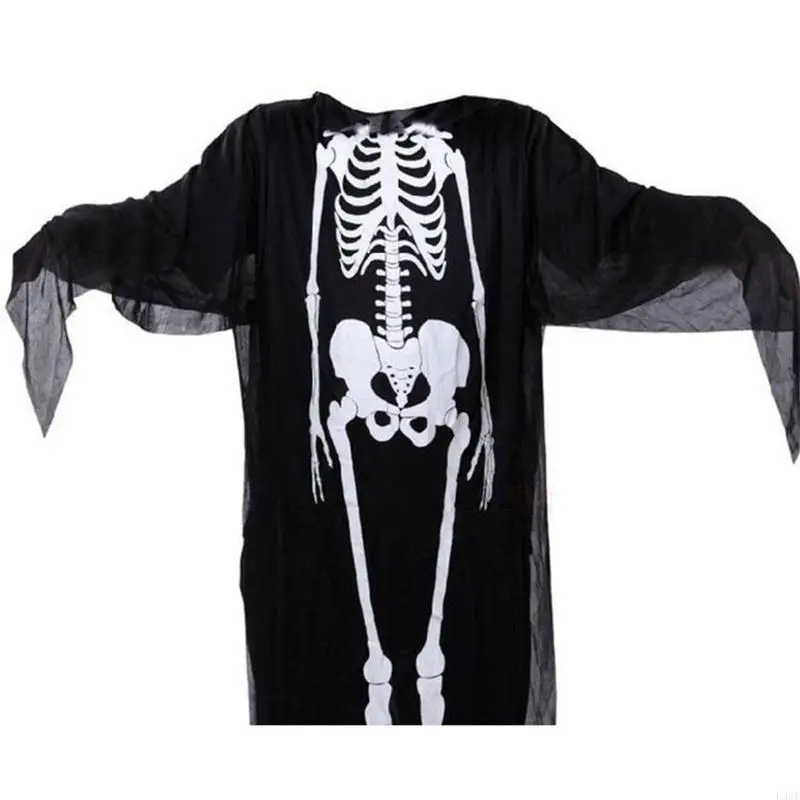 L38E Adult Kids Terror Party Supplies Halloween Skull Skeleton Robe Horror Clothes