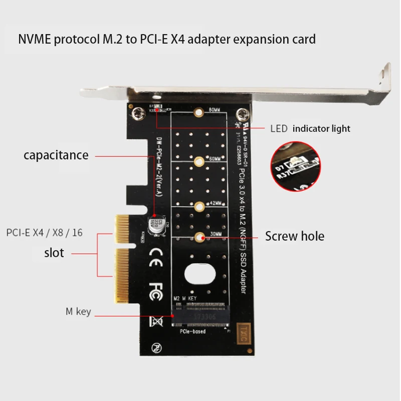Adaptateur de carte de jeu PCI-E vers M.2, adaptateur de carte Riser, prolongateur NVME, convertisseur PCIe, 6 000 cartes