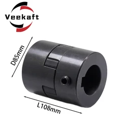 Veekaft L-type Three-jaw Coupling Steel L110 D85L108 20/22/24/25/28/30/40/42/45mm for Servo Motor Coupler Encoders Engraving CNC
