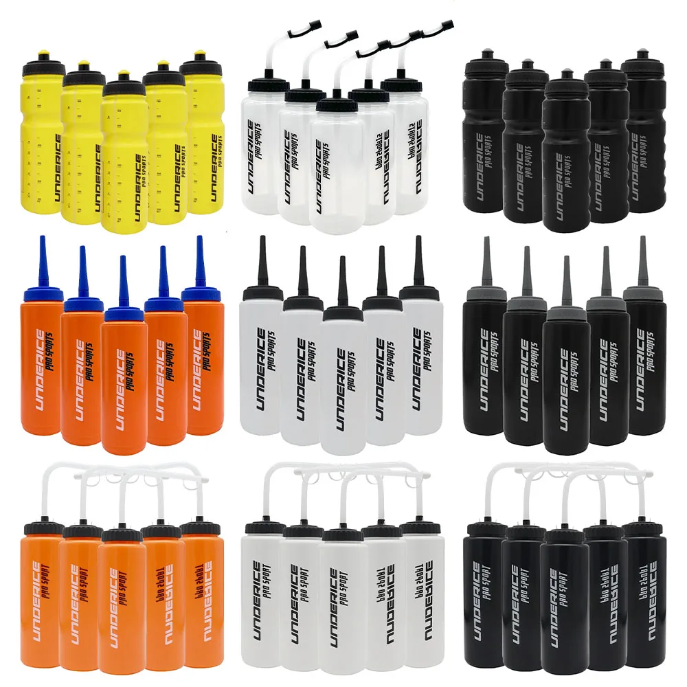 Botella de agua de Hockey sobre hielo UNDERICE, juego de 5 uds., botella de agua deportiva sin BPA, boca larga/tubo doblado/accesorios de Hockey de boca corta