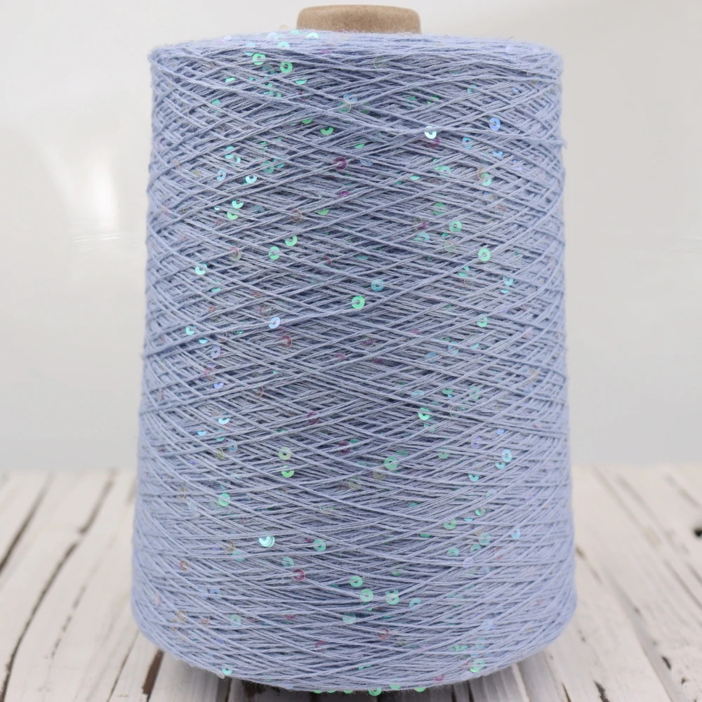 500g 4000M 3mm Sequin Cotton Yarn DIY Knitted Decoration Hand Crochet KNITTING YARN