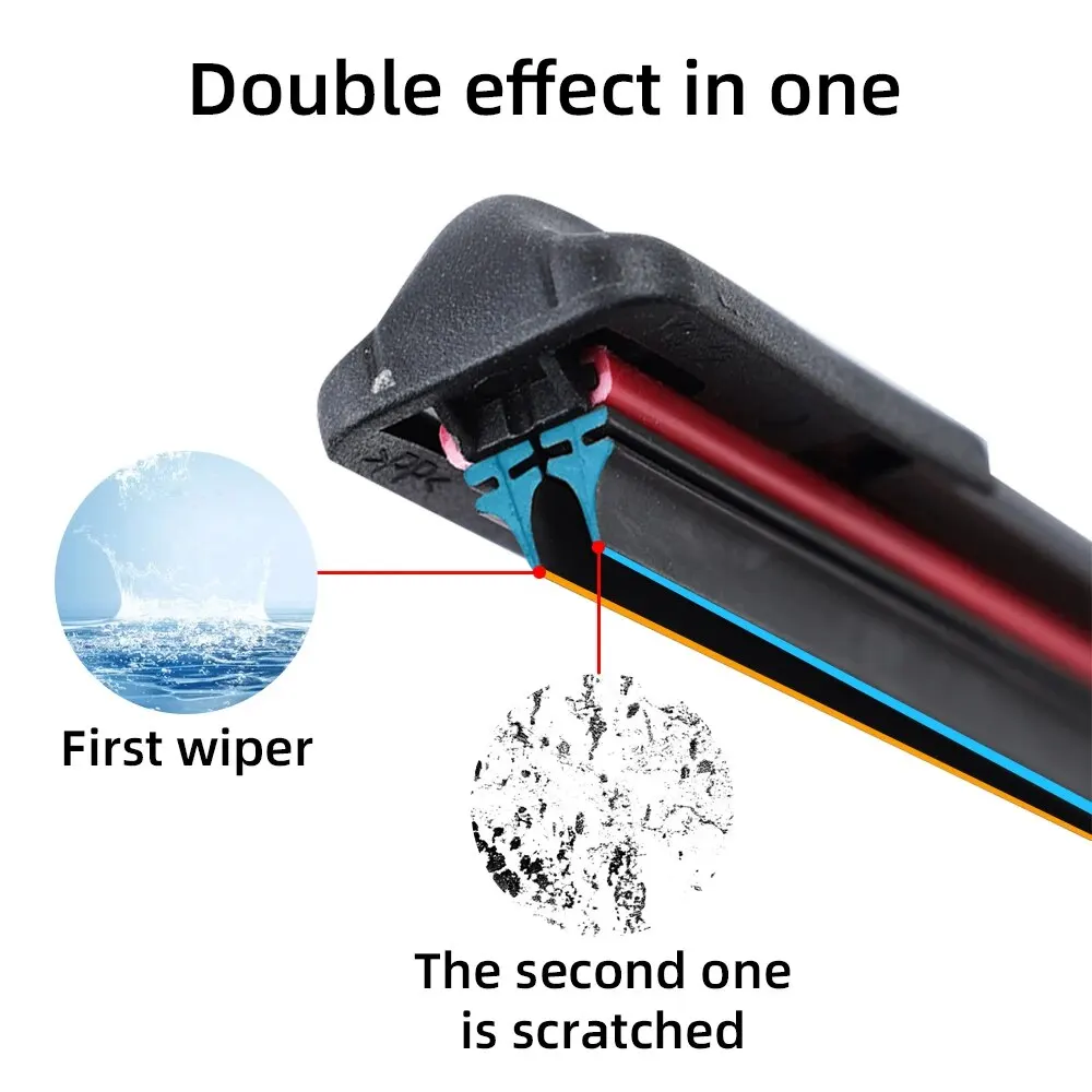 Universal Car Windshield Wiper Blades Double Layer Soft Rubber Automotive Replacement Wipers Easy to Install 18\