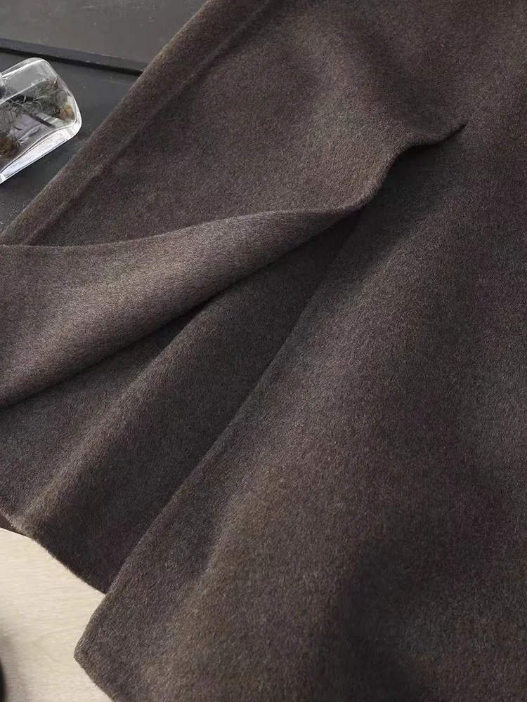 Casaco de Lã Dupla Face de Tweed com Botões Duplos para Mulheres, Moda Casual, Luxo Discreto