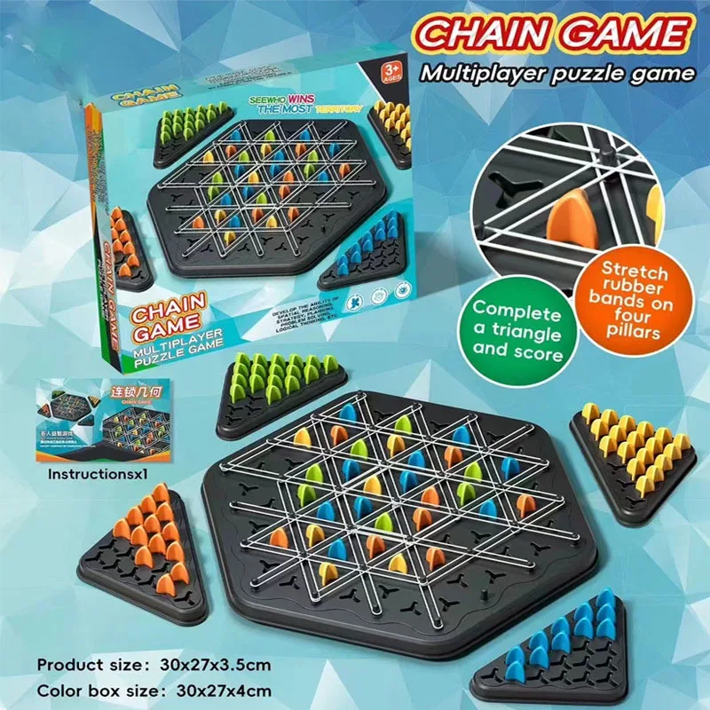 New Multiplayer Game game Table Toy Rubber Band Triangle Chain Chess Multiplayer Leisure Geometry Table Game Christmas Gift