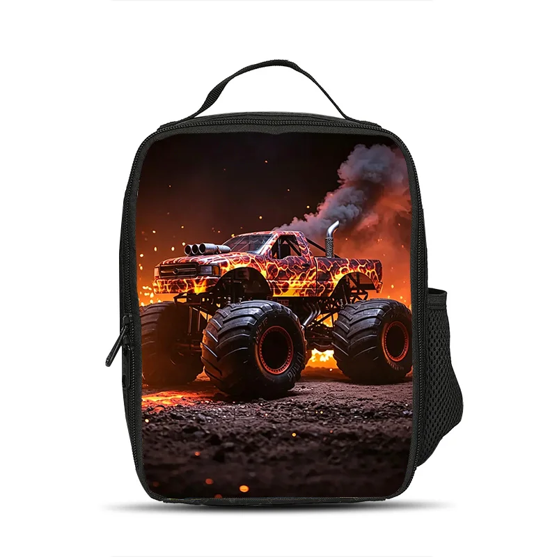 Monster Jam Ice Bag Large Capacity Practical Cartoon Print Best Companion for Male and Female Students School and Office Workers