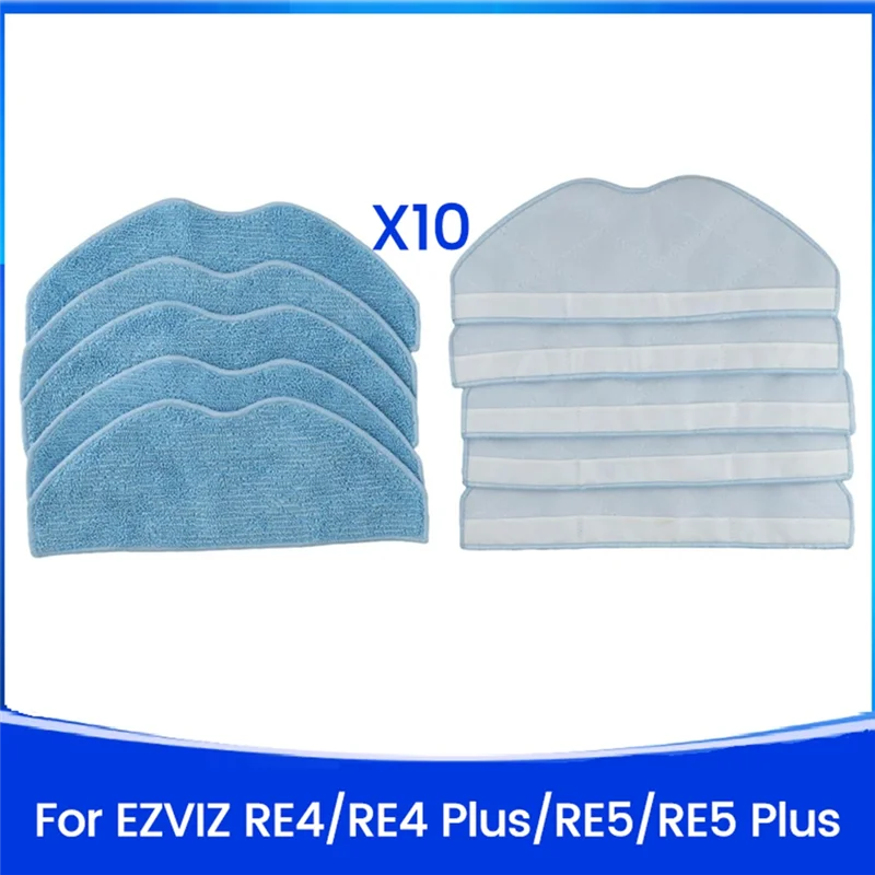 A26T-10PCS Mop Cloths For EZVIZ RE4 /RE4 Plus/RE5 /RE5 Plus Vacuum Cleaner Parts Washable Microfiber Mop Pads
