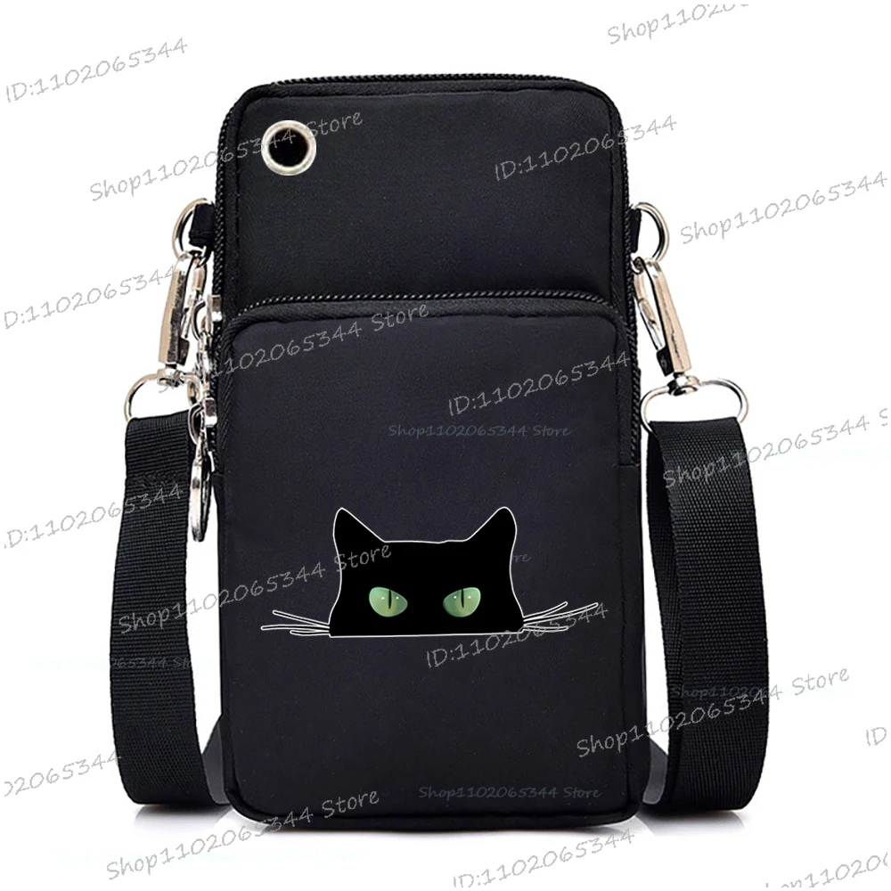 Funny Ramen Noodles Cat Women Men Small Crossbody Bag Anime Kitten Mini Mobile Phone Bag Cartoon Ramen Cats Purses and Handbags