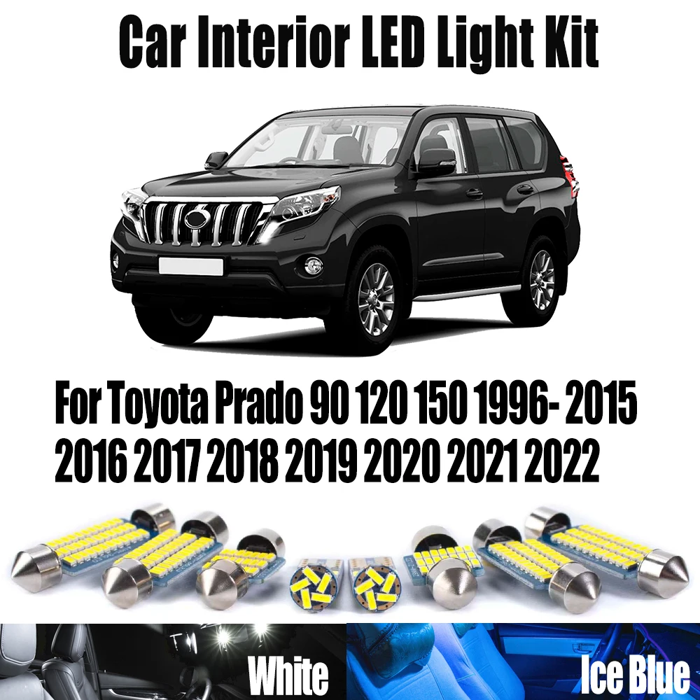 

Canbus Accessories For Toyota Prado 90 120 150 1996- 2019 2020 2021 2022 LED Interior Reading Light Car Map Dome Trunk Bulbs Kit