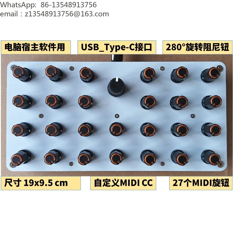 27 Knob MIDI Controller Custom CC Mapping USB-C Interface for DAW Music Host Software Parameter Adjustment